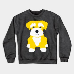 Sweet Yellow Miniature Schnauzer Puppy on A Pink Background Crewneck Sweatshirt